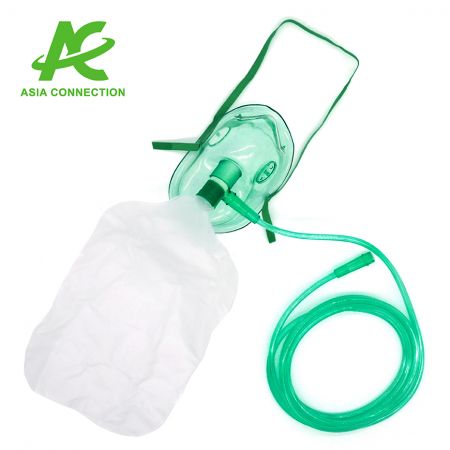 Hochkonzentrations-Sauerstoffmaske mit Schlauch für Erwachsene.